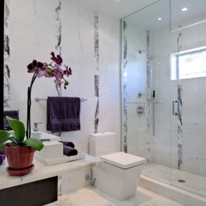Afyon White Classic Brushed Tiles with Lilac Accents